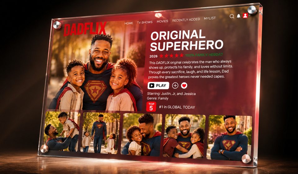 Personalized DADFLIX Father's Day acrylic plaque for Dad
