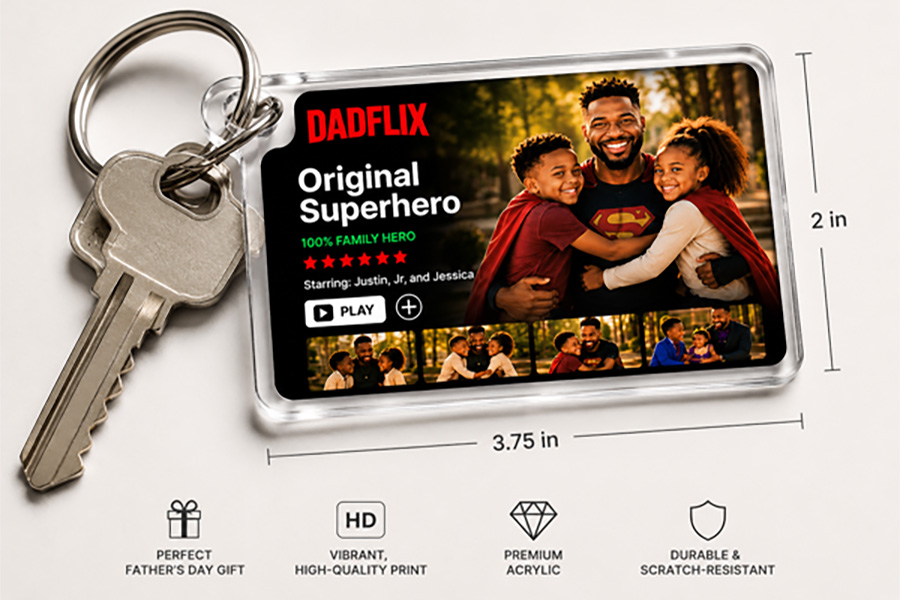 DadFlix plaque and matching keychain Father's Day gift bundle