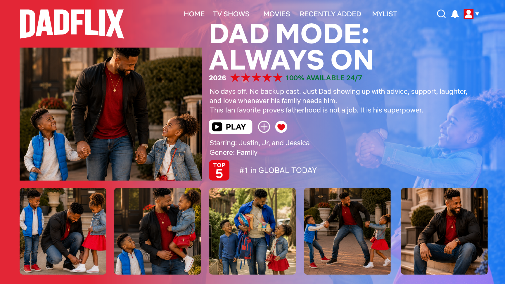Custom Father's Day movie poster style acrylic plaque — Dad Mode: Always On theme preview