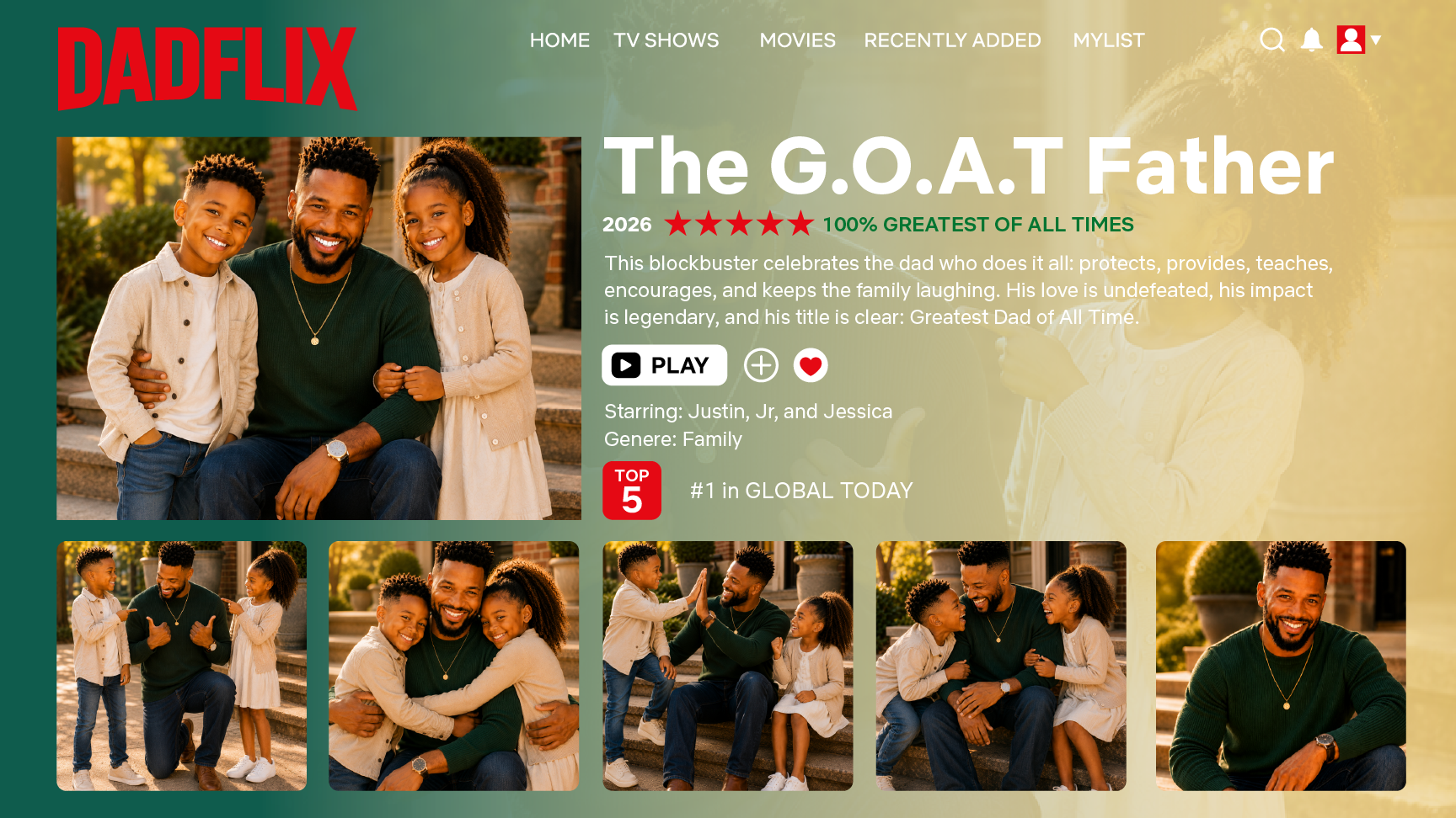 Custom Father's Day movie poster style acrylic plaque — The G.O.A.T Father theme preview