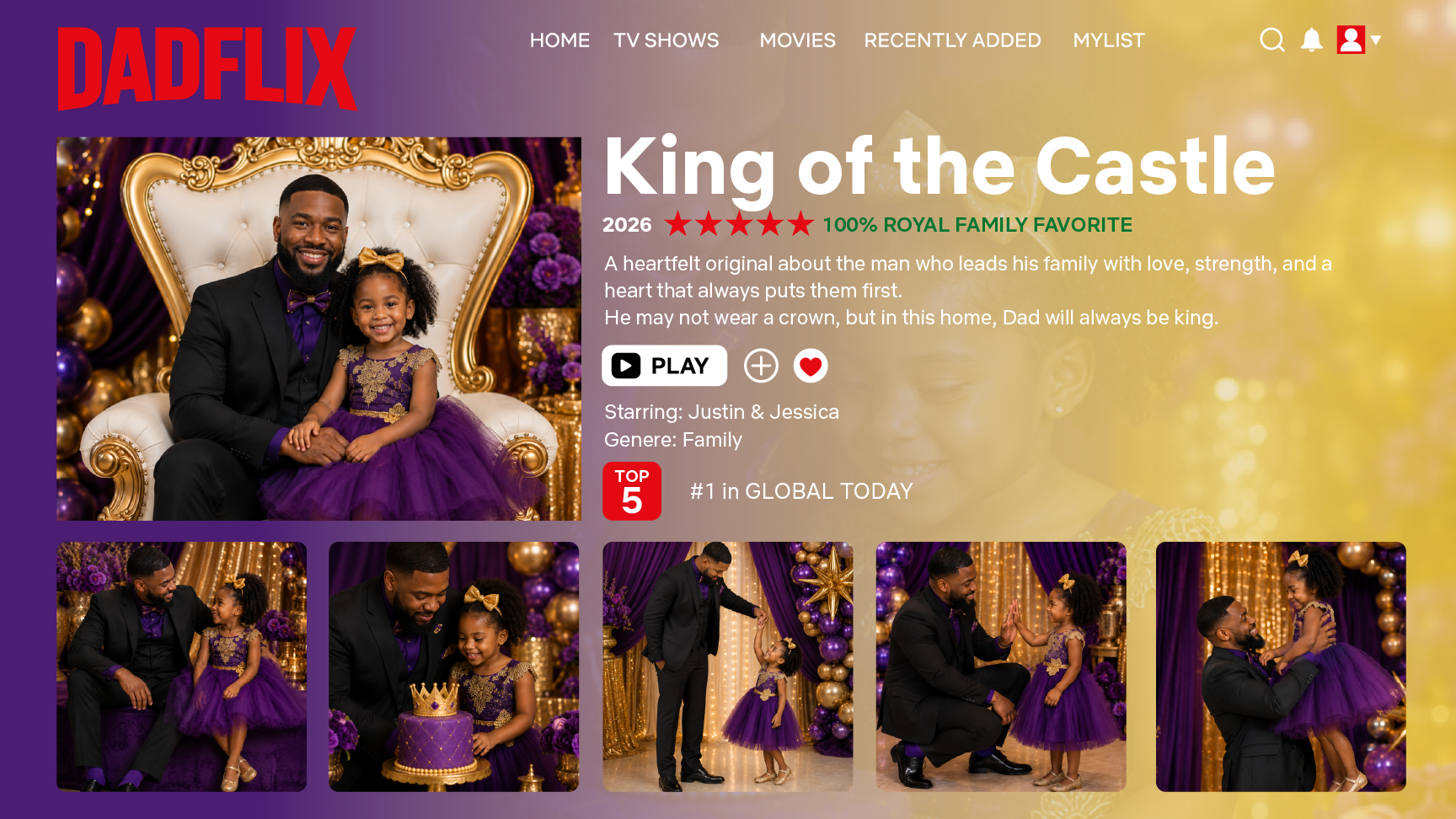 Custom Father's Day movie poster style acrylic plaque — King of the Castle theme preview
